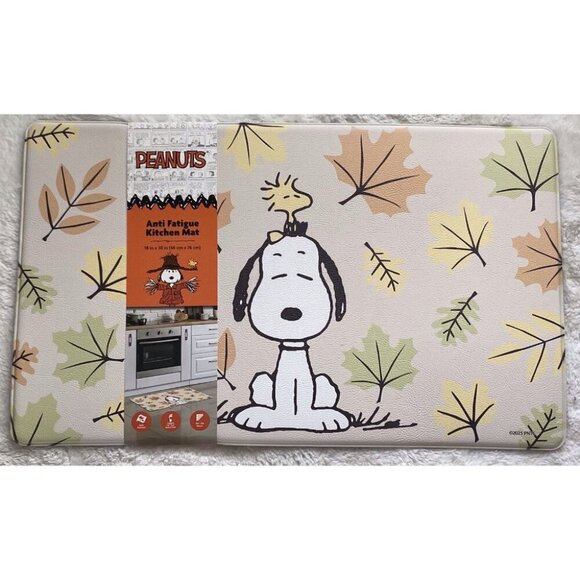 Peanuts Snoopy Woodstock Kitchen Mat Anti Fatigue 18x30” Fall Autumn Leaves NEW - Picture 1 of 12